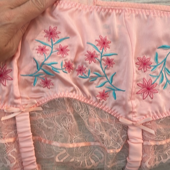 NWOT Bettie Page x playful promises satin bra and garter belt retro size 14 10 L - Picture 7 of 12